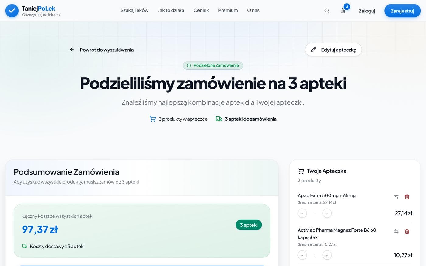 Porównanie koszyka za darmo